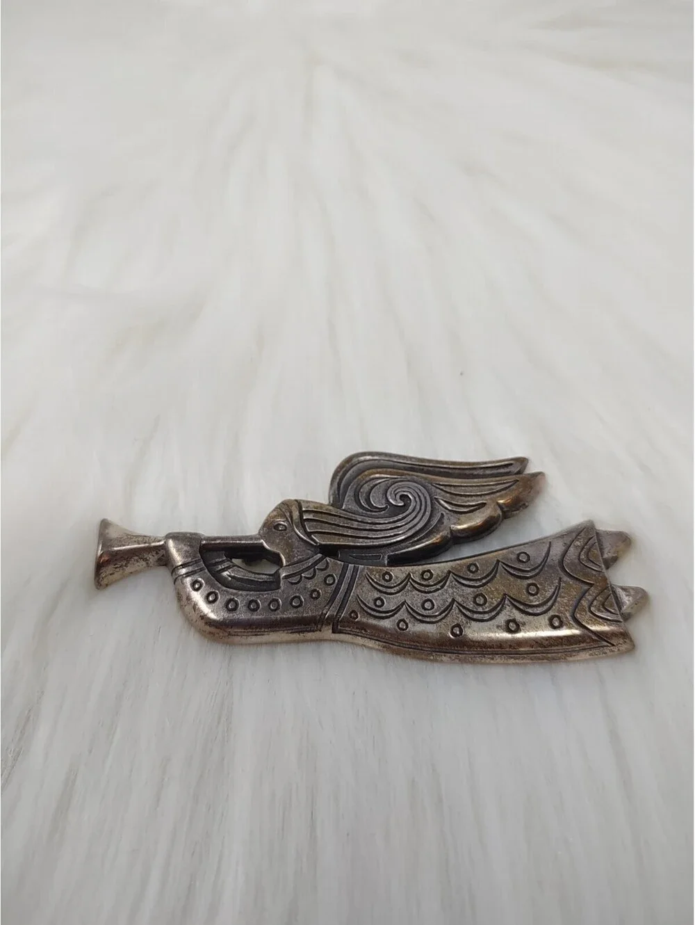 Retired James Avery Sterling Silver Angel Trumpet Brooch Pin